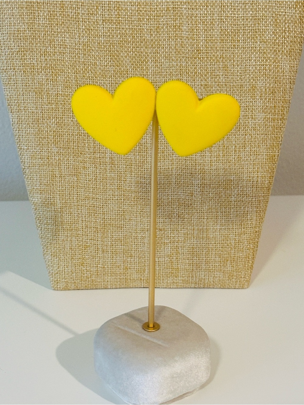 Fashion Jewelry Bright Yellow Heart Stud Earrings